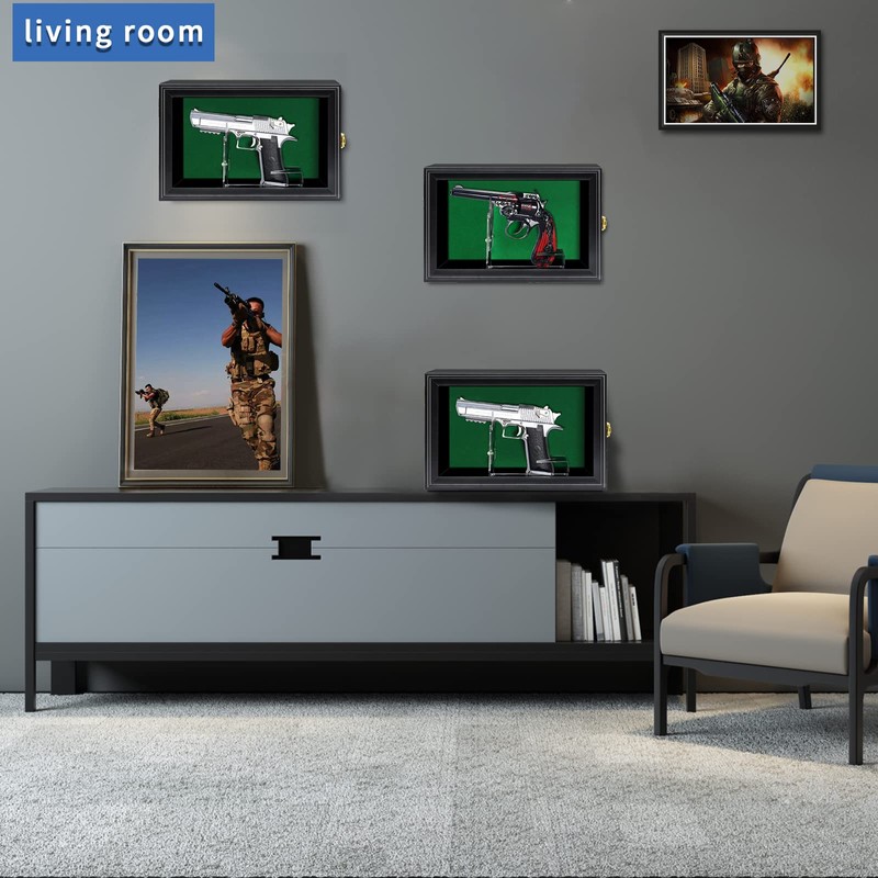Medikaison Handgun Pistol Revolver Gun Display Case Wall Mount Lockable