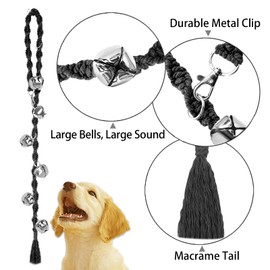 GINIDEAR Dog Bell for Door Potty Training, Dog Doorbell for Puppies to Go Outside, Adjustable Dog Potty Bell, Door Bells for Dogs. Twisted Style, Black 2 Pack