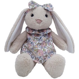 Mikee Fluffie Mikee Fluffie Easter Bunny Stuffed Animals with Clothes & Bow tie,Safe Material Soft Washable Stuffed Bunny,Cute Plush Toy Rabbit Easter Decoration Birthday Gift for Boys and Girls, White,9"