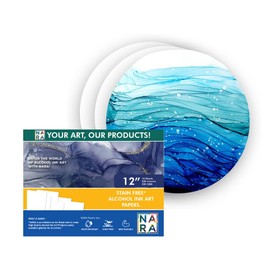 NARA Alcohol Ink Paper | White | 12" Diameter Circle | 330 microns/250 GSM | 10 Sheets | Medium+ Paper | Paper for Alcohol Ink Art Painting | 100% Stain-Free