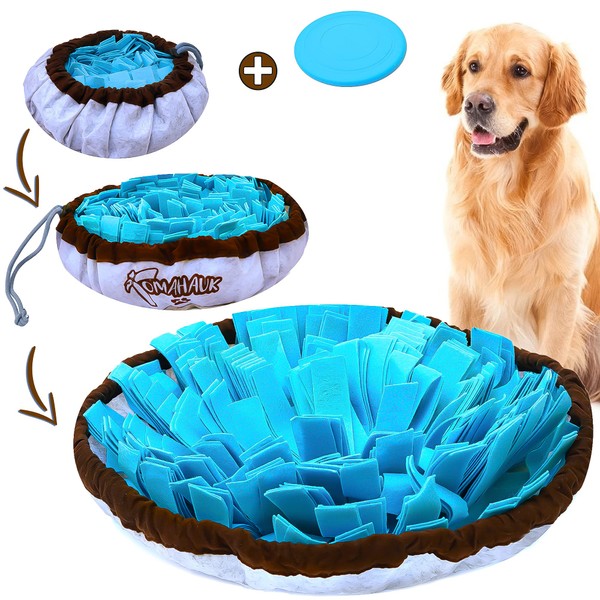 TOMAHAUK Snuffle Mat for Dogs – Interactive Feed Game/Dog Puzzle Toy That Helps with Stress Relief, Foraging Skills, Brain Stimulation and Boredom (Blue)