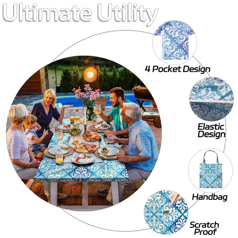 memKiya 6Ft Picnic Table Cover with Bench Covers 72×30 Inches