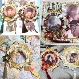 YUYAKESHI Can Badge Rosette Handmade Ribbon Ancient Pain Bag Decoration Cute Accessory Rosette Flower Ornament Tassel for 2.2 - 3.0 inches (55 - 75 mm) Badge, Ribbon Magnet