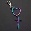 Unbranded Jesus Rugged Cross Rainbow Neon Keychain Pendant Heart Shaped