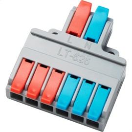 GKEEMARS 10Pcs Lever Wire Connectors, Quick Disconnect Kit Cable Clamp Terminal Blocks for Electrical Wire (2 in 6 Out)