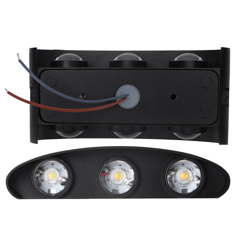 6W LED Wall Light Aluminium Black Shell Warm Light Up