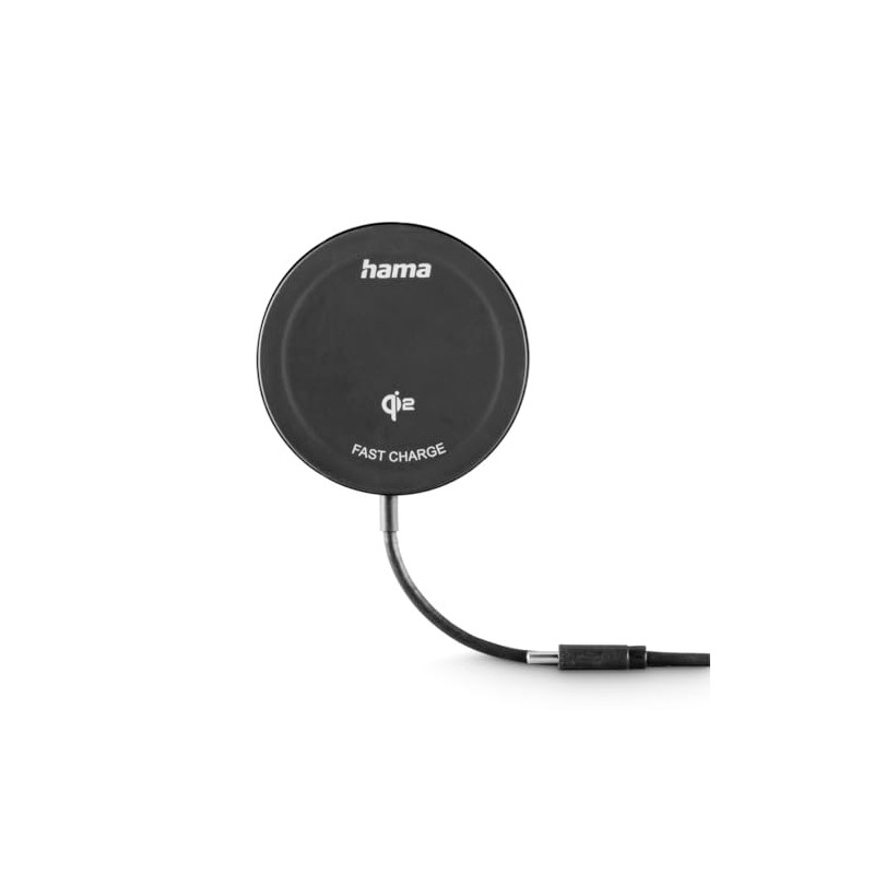 Hama Qi2 kabelloses Ladegerät, Induktives Ladegerät, Schnellladung, 15 W, Schwarz