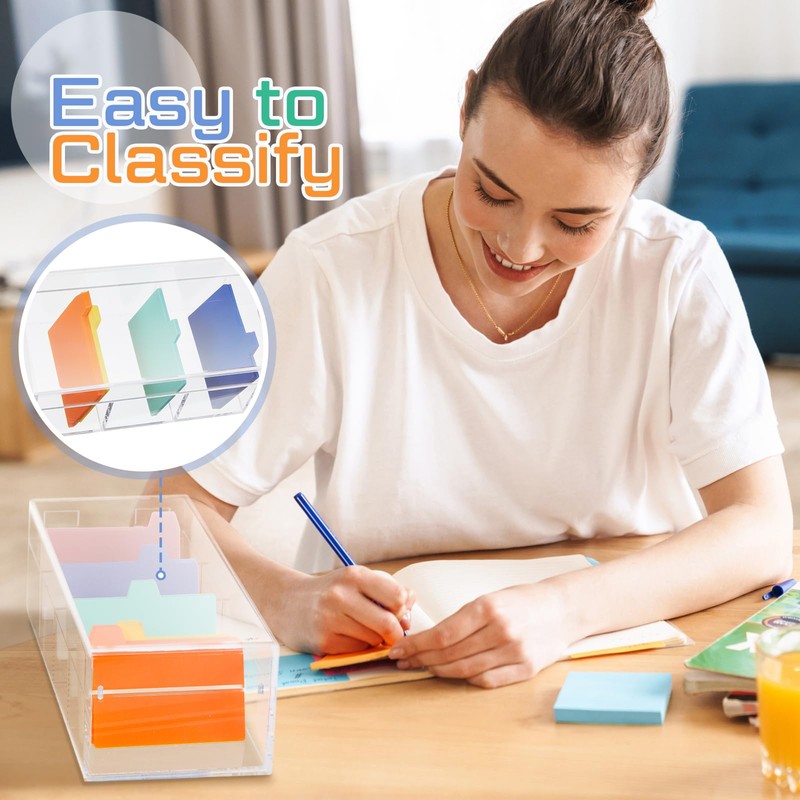 Mooliwe Index Card Holder Clear Acrylic Card Organizer 50 Pcs