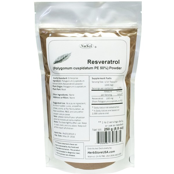 NuSci Pure Resveratrol Powder Standardized 50% Extracted from Polygonum Cuspidatum
