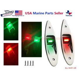 Mear Gear Marine Boat Navigation Pair LED Side Tear Drop Lights SS Vertical Mount 12V