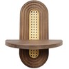 Wooden Arched Floating Shelf, Boho Rattan Wall Shelf