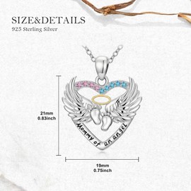 VNRIOW Miscarriage Necklace Loss of Pregnancy Necklace 925 Sterling Silver Mommy of an Angel Memorial Sympathy Jewelry Gift for Mom Mother Women (Heart-Pink and Blue)