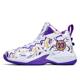 Hewcey Men's Basketball Shoes No-Slip Breathable Outdoor Shoes for Women Fashion Graffiti Training Shoes Purple
