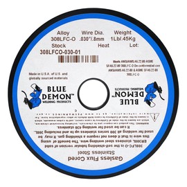 Blue Demon 308LFC-O X .030 X 1# Spool stainless steel flux core gasless welding wire
