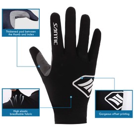 Santic Cycling Gloves Full Finger Cycling Gloves for Men and Women Touch Screen Padded Black S