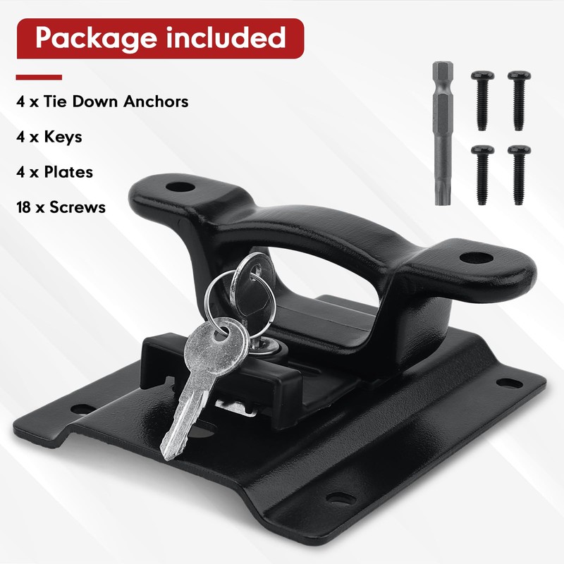 4 Pack Heavy Duty Bed Tie Down Anchors Compatible with