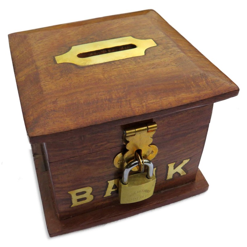 Purity Small Wooden Piggy Bank Money Box With Lock