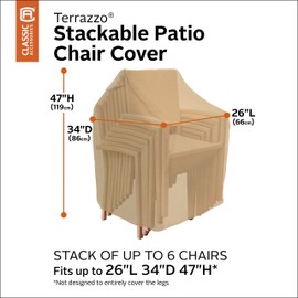 Classic Accessories Terrazzo Water-Resistant 26 Inch Stackable Patio Chair Cover