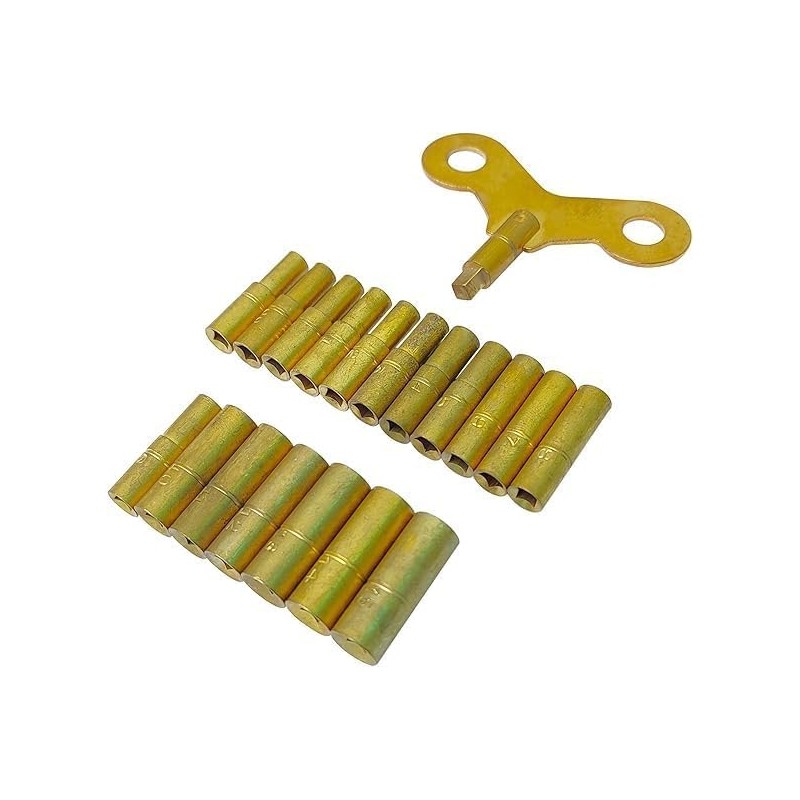 18 Piece Clock Winding Key Set - Original Brass, Odd/Even