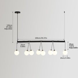 TREATLIFE HOME Enhance Ambiance with 8-Light Pendant Fixture, Adjustable Height, Modern Frosted Glass, Matte Black for Kitchen Island or Dining Room