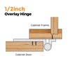 Ravinte 60 Pack (30 Pairs) 1/2" Overlay (Variable) Cabinet Hinges,