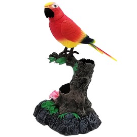Tipmant Electronic Talking Parrots Realistic Eelectric Birds Toy Office Home Wall Room Table Decoration Recoarding Voice & Playback Kids Toys Birthday Gifts (Red)