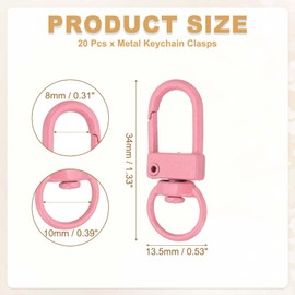 PATIKIL Metal Lobster Claw Clasps, 20 Pack Swivel Lanyards Trigger Snap Hooks Keychain Clips with Key Rings for Making Bags Purses Straps DIY Crafts Necklace Findings, Pink