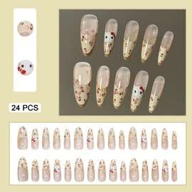 24 PCS Press on Nails Kitty Cat Fake Nails Cat Eye Fake Nails Leopard Print Fake Nails Long Fake Nails Gifts for Women and Girls (No.15)