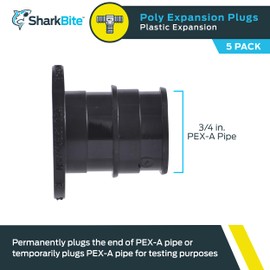 SharkBite 3/4 Inch Poly Expansion Plug for PEX-A Pipe, Pack of 5, Plastic Plumbing Fittings, End Plug for PEX-A Tubing, UA518A5