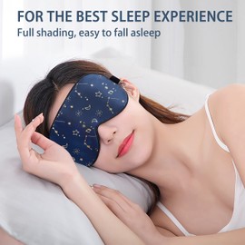 townssilk 100% Silk Sleep mask with Adjustable Strap,Comfortable and Super Soft Eye mask Ultimate Sleeping aid Golden starrysky Blue