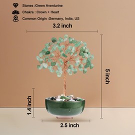 Handcrafted Green Aventurine Abundance Tree with Ceramic Base,5 Inch Natural Crystal Feng Shui Bonsai for Prosperity,Harmony & Energy Flow,Premium Healing Stone Decor for Home & Sacred Spaces
