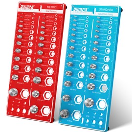 62 Nut and Bolt Thread Checker Standard and Metric, Bolt Size and Thread Gauge with 25 SAE & 25 Metric & 12 Drill Bit Gauge,Bolt and Nut Identifier Gauge for Nut Bolt Size Finder in Narrow Tricky Area