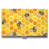 Niapessel Business Card Holder, Yellow Honeycomb And Bees Print Pocket