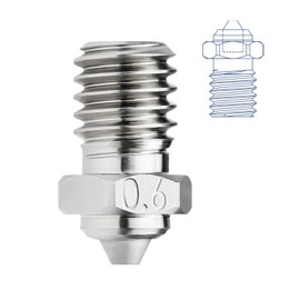 Upgrade V6 Bimetal Nozzle 0.6mm Hardened Steel Plated Copper Compatible with Voron 2.4 V0 V0.1 V6 Hotend Prusa I3 MK3 MK3S Anycubic Mega S 3D Printing PEI PEEK or Carbon Fiber (My 0.6)