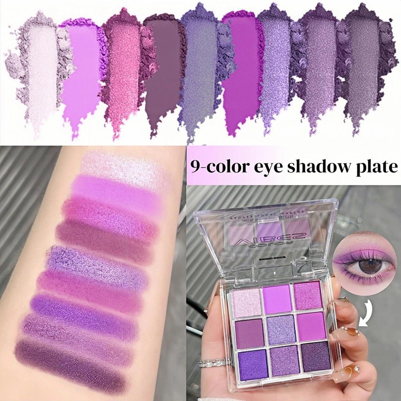 Purple Eyeshadow - 9 Matte Eyeshadows Palette Can Overlay Coloring,