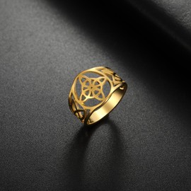 Dreamtimes Ring with Witch Knot Ring Stainless Steel Ring with Celtic Amulet Ring with Geometric Knot Vintage Jewellery Stackable Ring Irish Jewellery Gifts for Women, Stainless Steel, Not applicable.