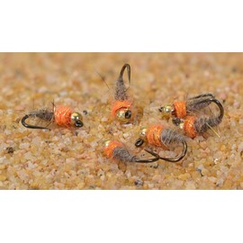 Tungsten Bead Head Hot Spot Hares Ear Jig Fly - Euro Nymph - Hanak Hooks - 6 & 8 Flies Packs