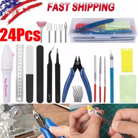 24PCS Gundam Modeler Basic Tool Set Craft Kit Car Model Hobby Building Repairing