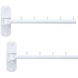 Zivisk Pack of 2 Folding Wall Mounted Clothes Hanger Rack with Swing Arm Stainless Steel Heavy Duty Coat Hook for Bathroom, Bedroom, Laundry Room - White