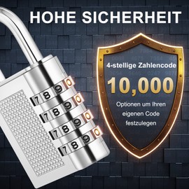 ZHEGE Combination Lock Padlock with Combination Code 4 Digit, Spin Lock for Gym, Small Padlock, Weatherproof Combination Lock for Garden Door, Cellar Door, Fences (2 Pieces, Silver)