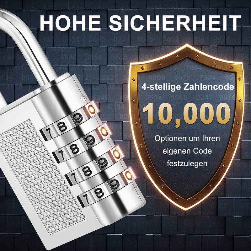 ZHEGE Combination Lock Padlock with Combination Code 4 Digit, Spin