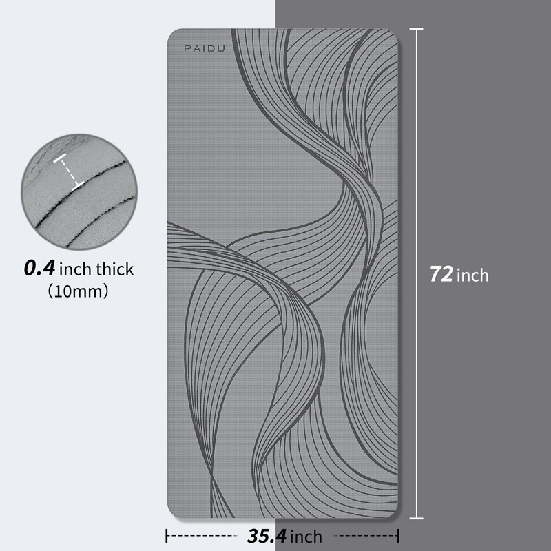 PAIDU Large Yoga Mat-72’x36’x0.4’ Extra Width ＆ Thick,Comfortable,Non-Slip Exercise Mat-Works