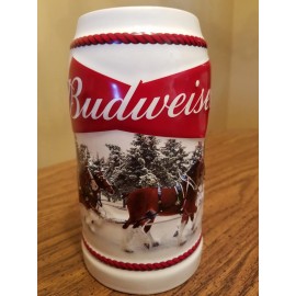 2016 Budweiser Holiday Christmas  Stein small fac flaw  Beer Busch NIB Free Ship