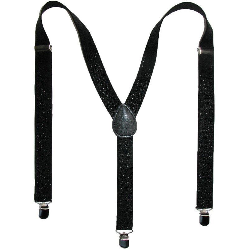 CTM Women's Elastic Glitter Clip-End Braces, Black