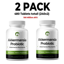 Natural Foundation Supplements Akkermansia Muciniphila 2 PACK, Probiotic, 240 Tablets, 100 Million AFU