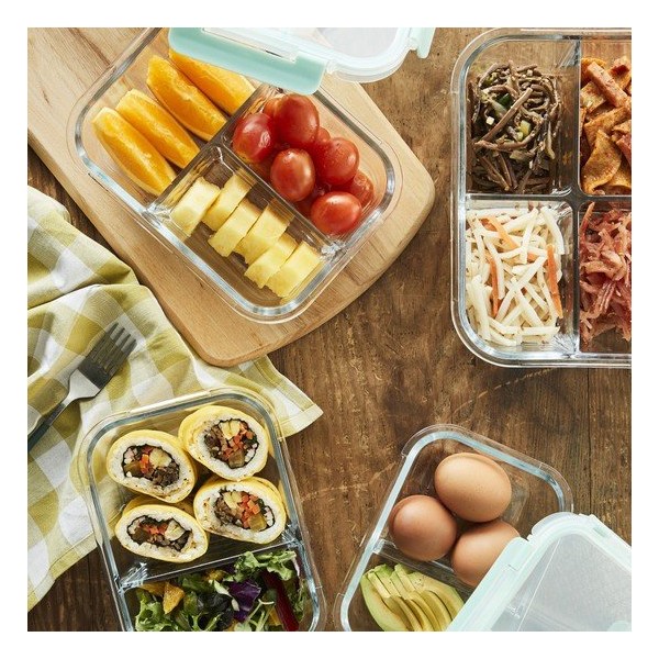 Lock&amp;Lock 2-compartment/3-compartment/4-compartment glass sealed container collection, 01. 2-compartment glass sealed