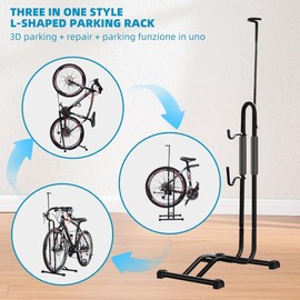 Andeshunk Bicycle Floor Stand, 3 in 1 Display Stand Rack and Repair Stand for Mountain Bikes, Road Bicycles for 29 Inch Wheels, Black