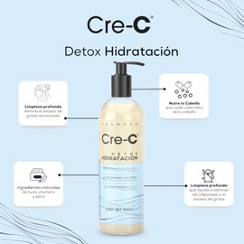 CRE-C Shampoo Detox Hidratacion 500 Ml Limpieza Profunda y Nutricion Controla el Exceso de Grasa Elimina Impurezas Cabello Suave y Brillante con Activos Naturales Ayuda a Mitigar la Caida