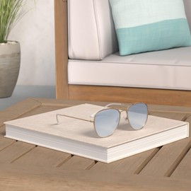 The Fresh Classic Large Metal Frame Mirror Lens Aviator Sunglasses with Gift Box (28-GOLD, Gradient Blue)