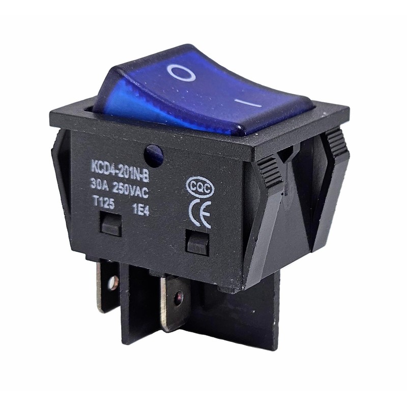 Rocker Switch Blue with Waterproof Cover, 30 A 250 ~